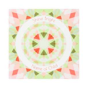 カスタムレッドグリーンシャインブライトスターネーム子供部屋 メタルプリント