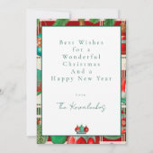 カスタムレッドグリーンプレイドクリスマスファミリー写真 シーズンカード (裏面)