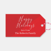 カスタムレッドハッピーホリデーズギフトラベル ギフトタグ (正面(横))