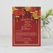 カスタムレッドハッピー中国新年ディナー 招待状 (スタンド正面)