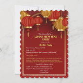 カスタムレッドハッピー中国新年パーティー 招待状 (正面)