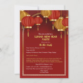 カスタムレッドハ中国のピー新年パーティー 招待状 (正面)