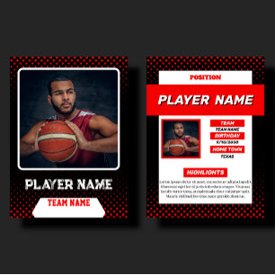 カスタムレッドバスケットボルトレーディングカード選手プロフィール コーリングカード