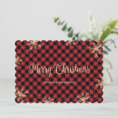 カスタムレッドバッファロープレイド金ゴールドクリスマスカード シーズンカード (スタンド正面)