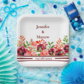 カスタムレッドピンクオレンジフラワー紙プレート ペーパープレート (パーティー)