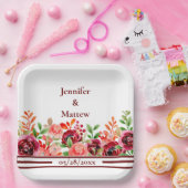 カスタムレッドピンクオレンジフラワー紙プレート ペーパープレート (パーティー)