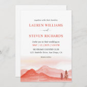 カスタムレッドピンクピーチデザートマウン結婚ズ 招待状 (正面/裏面)