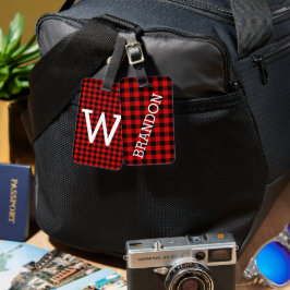 カスタムレッドブラックバッファローランバージャックパターン ラゲッジタグ