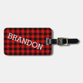 カスタムレッドブラックバッファローランバージャックパターン ラゲッジタグ (正面横)