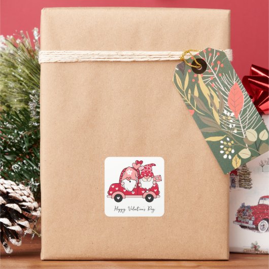 カスタムレッドブラックモダンハッピーバレンタインデー スクエアシール (クリスマス)