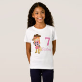 カスタムレッドヘッド女性のカーボーイバースデーパーティーガールズ Tシャツ (正面フル)