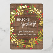 カスタムレッドベリーグリーンホリーリーフ金ゴールド 箔シーズンカード (正面)