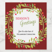 カスタムレッドベリーグリーンホリー植物株 ワインラベル (シングルラベル)