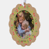 カスタムレッドベリーグリーン葉リース オーナメントカード (左)