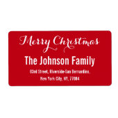 カスタムレッドホワイトエレガントクリスマス差出人住所 ラベル (正面)