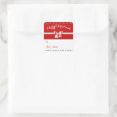 カスタムレッドホワイトスクエアクリスマスギフトタグボウ スクエアシール (バッグ)