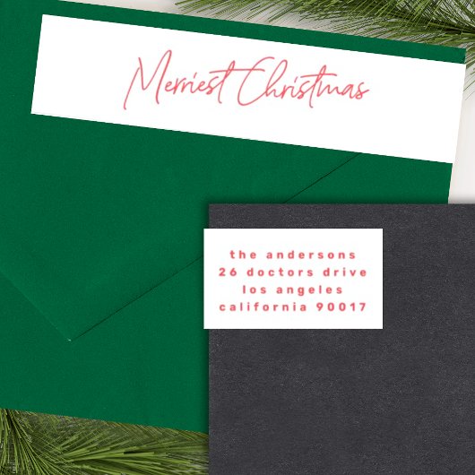 カスタムレッドホワイト文字ホリデークリスマスステッカー ラップアラウンドラベル