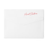 カスタムレッドホワイト文字ホリデークリスマスステッカー ラップアラウンドラベル (裏面)