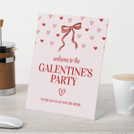 カスタムレッドボウガレンティーヌの日パーティーウェルカムサイン 台座サイン (インサイチュ)