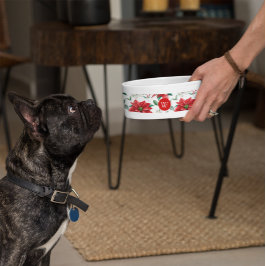 カスタムレッドポインセチアホリーベリークリスマスペット ボウル