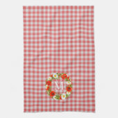 カスタムレッドポピズホワイトイエローデイジーリース キッチンタオル (縦)