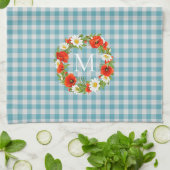 カスタムレッドポピズホワイトイエローデイジーリース キッチンタオル (折り畳み)