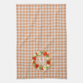 カスタムレッドポピズホワイトイエローデイジーリース キッチンタオル (縦)