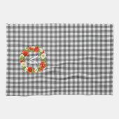 カスタムレッドポピズホワイトイエローデイジーリース キッチンタオル (横)