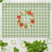 カスタムレッドポピズホワイトイエローデイジーリース キッチンタオル (折り畳み)