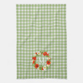 カスタムレッドポピズホワイトイエローデイジーリース キッチンタオル (縦)