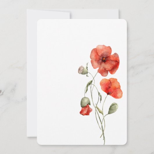 カスタムレッドポピーガーデンフローラシックブライダルシャワー 招待状 (裏面)