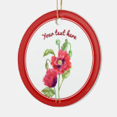 カスタムレッドポピー植物学フローラアート セラミックオーナメント (左)