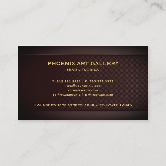 カスタムレッドマルーン金ゴールドアーツ&デザインプロフェッショナル 名刺 (裏面)