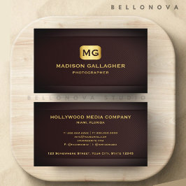 カスタムレッドマルーン金ゴールドクリエイティブメディアプロフェッショナル 名刺