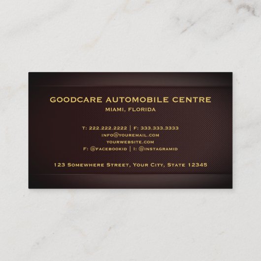 カスタムレッドマルーン金ゴールド車のプロフェッショナル 名刺 (裏面)