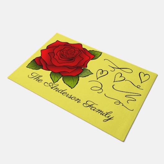 カスタムレッドローズファミリー ドアマット (アングル)