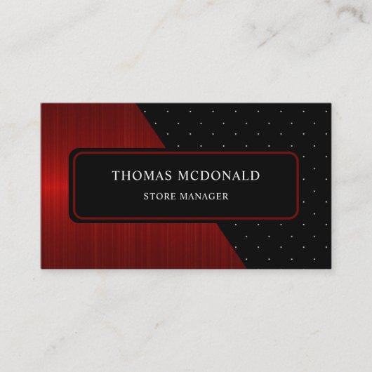 カスタムレッド白黒ストライプ水玉模様モノグラム 名刺 (正面)