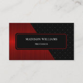 カスタムレッド白黒ストライプ水玉模様モノグラム 名刺 (正面)