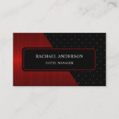 カスタムレッド白黒ストライプ水玉模様モノグラム 名刺 (正面)