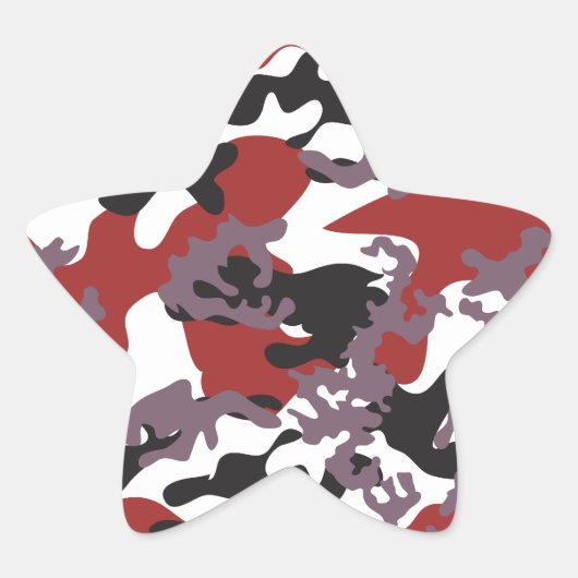 カスタムレッド迷彩柄 星シール (正面)
