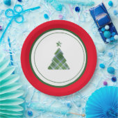 カスタムレッド&グリーンクリスマスツリースター ペーパープレート (パーティー)