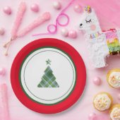 カスタムレッド&グリーンクリスマスツリースター ペーパープレート (パーティー)