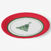 カスタムレッド&グリーンクリスマスツリースター ペーパープレート (アングル)