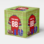 カスタムレッド&ブルーサッカージャージーオンフィールド フェイバーボックス (正面サイド)