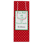 カスタムレッド&ホワイト点々のあるスイスパターン ワインギフトバッグ (正面)