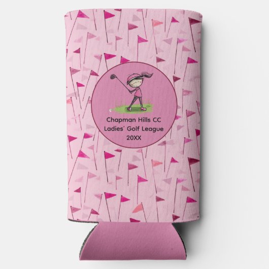 カスタムレディースゴルフリーグウォーターボトル スリム缶クーラー (裏面)