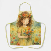 カスタムレトロな水の色の絵を描草原 エプロン (正面)