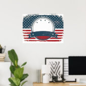 カスタムレトロアメリカ国旗のモノグラム ポスター (ホームオフィス)