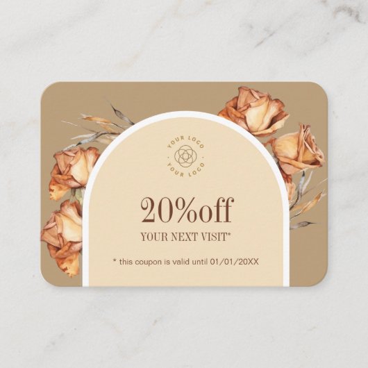 カスタムレトロアーチバラクーポン割引 名刺 (正面)