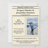 カスタムレトロエレガント新聞写真引用文結婚ズ 招待状 (正面)